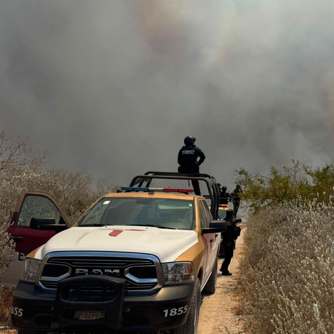 Incendio en Pastizal Moviliza a Guardia Estatal en Jiménez, Tamaulipas